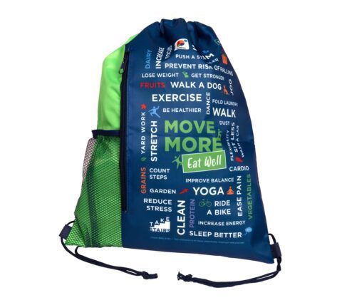 55027E Move More. Eat Well. Drawstring Backpack Bag - No Bottle